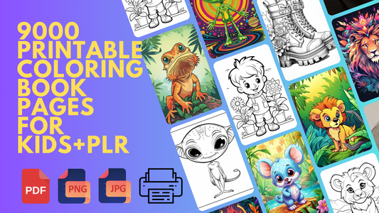 9000 Printable Coloring Book Pages for Kids+PLR