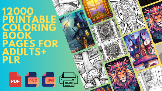 12000 Printable Coloring Book Pages for Adults+ PLR